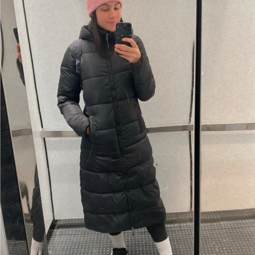 32 Degrees Black Long Puffer Coat